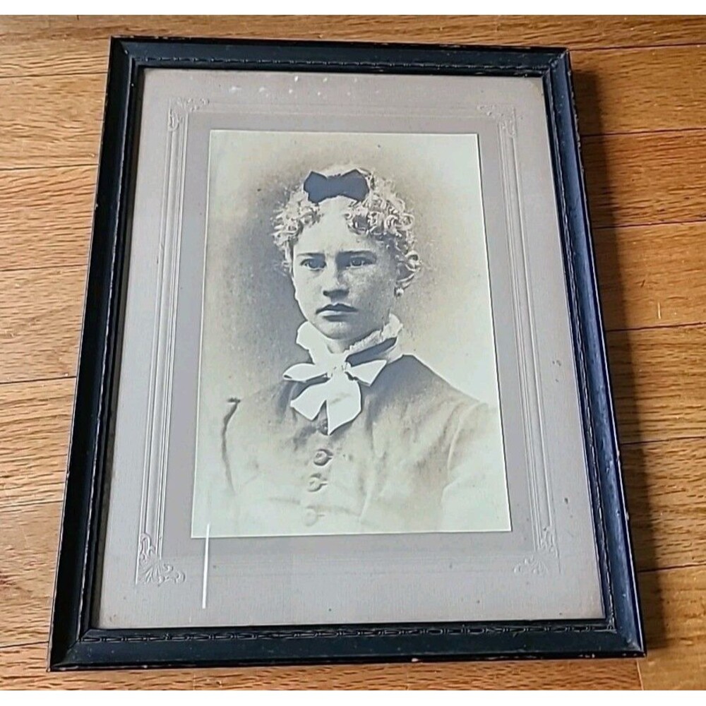 C 1880 Photograph Victorian Young Lady Girl Signed RANDALL  Wood Frame 10x12 RI